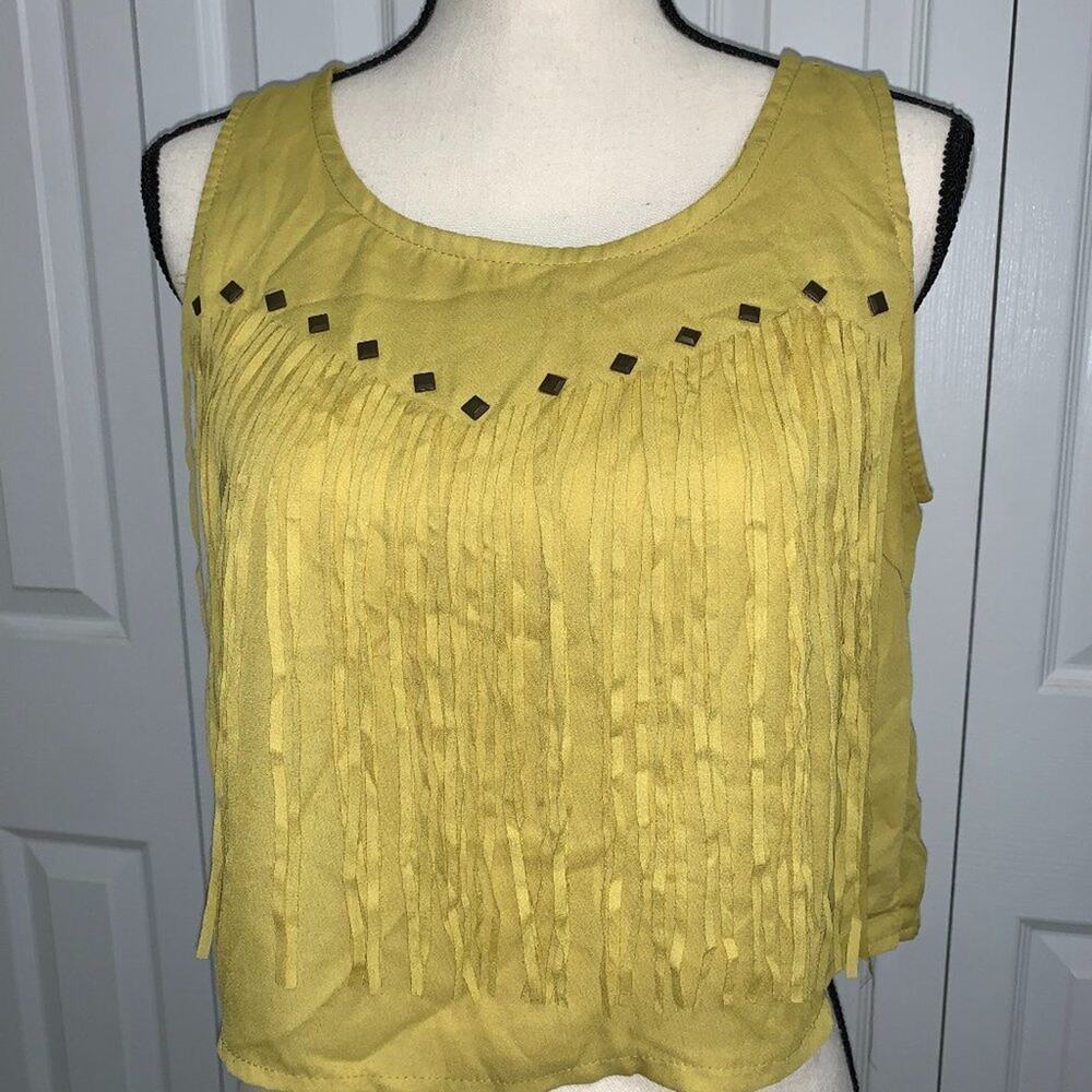 Funky Soul Greenish Yellow Fringe tank top - M
